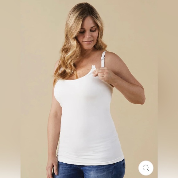 Auden Classic White Seamless Maternity Nursing Cami Tank Top with Bra Pads - Picture 2 of 7